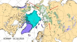 Früher Wintereinbruch in Nordsibirien ab Mitte September 2025 - Schneehöhenkarte des ECMWF