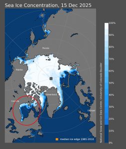Hudson Bay Vereisung 2025 - Eisbedeckung 15.12.2025